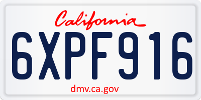 CA license plate 6XPF916
