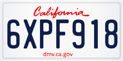 CA license plate 6XPF918