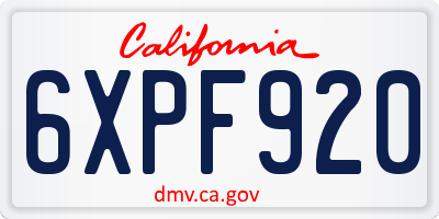 CA license plate 6XPF920