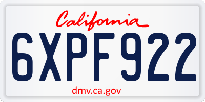 CA license plate 6XPF922