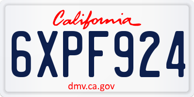CA license plate 6XPF924