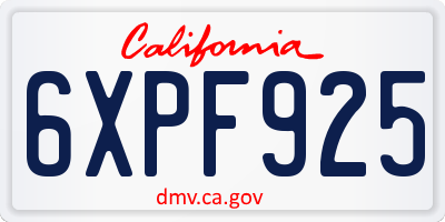 CA license plate 6XPF925