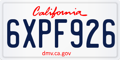 CA license plate 6XPF926