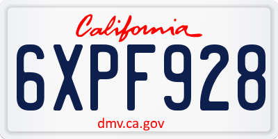 CA license plate 6XPF928