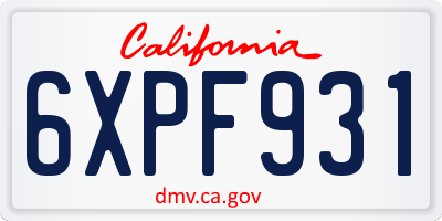 CA license plate 6XPF931
