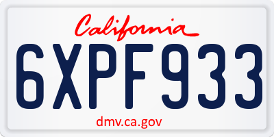 CA license plate 6XPF933