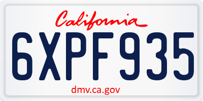 CA license plate 6XPF935