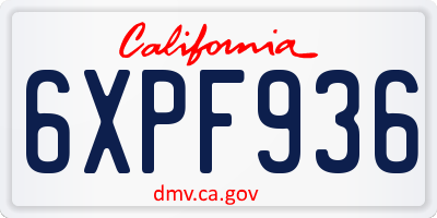 CA license plate 6XPF936