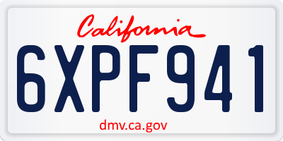 CA license plate 6XPF941