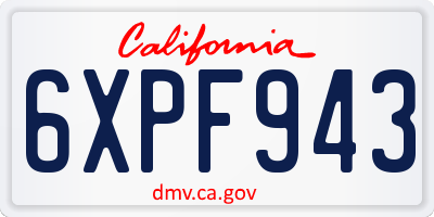 CA license plate 6XPF943