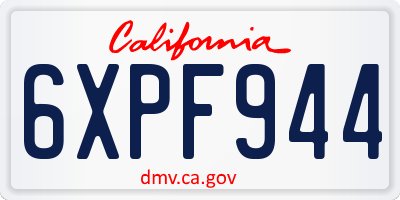 CA license plate 6XPF944