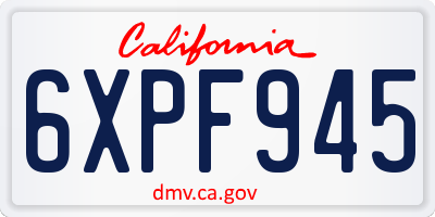 CA license plate 6XPF945