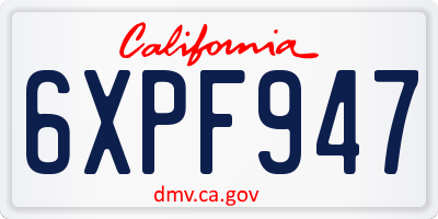 CA license plate 6XPF947
