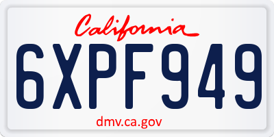 CA license plate 6XPF949