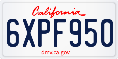 CA license plate 6XPF950