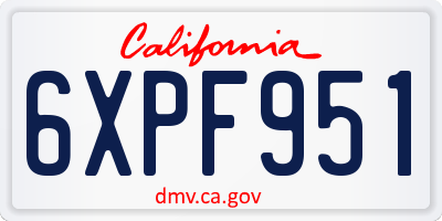 CA license plate 6XPF951