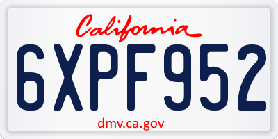 CA license plate 6XPF952