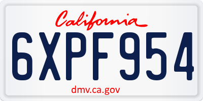 CA license plate 6XPF954