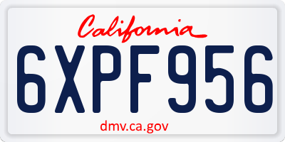 CA license plate 6XPF956