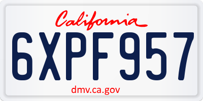 CA license plate 6XPF957