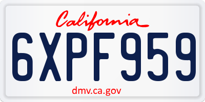 CA license plate 6XPF959