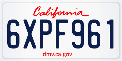 CA license plate 6XPF961
