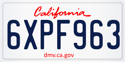 CA license plate 6XPF963