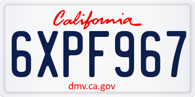 CA license plate 6XPF967