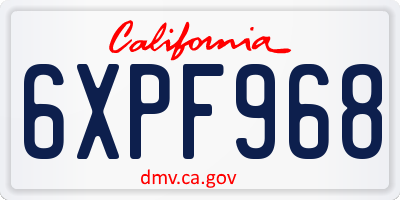 CA license plate 6XPF968