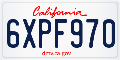 CA license plate 6XPF970