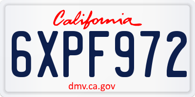 CA license plate 6XPF972