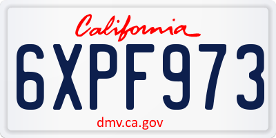 CA license plate 6XPF973