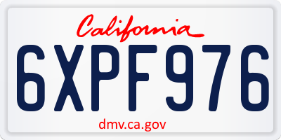 CA license plate 6XPF976
