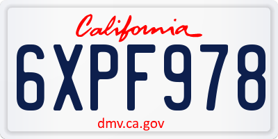 CA license plate 6XPF978