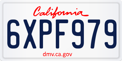 CA license plate 6XPF979
