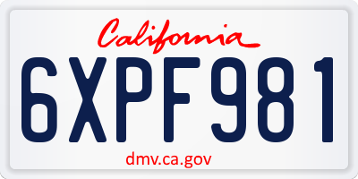 CA license plate 6XPF981