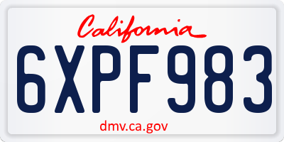 CA license plate 6XPF983