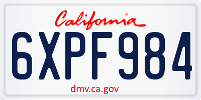 CA license plate 6XPF984