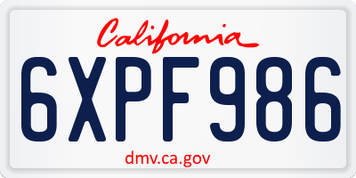 CA license plate 6XPF986