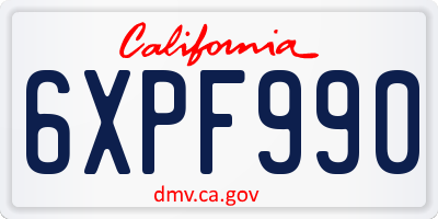 CA license plate 6XPF990