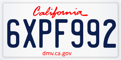 CA license plate 6XPF992