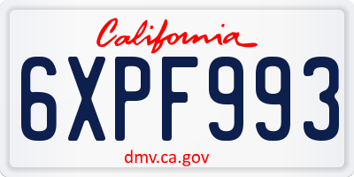 CA license plate 6XPF993