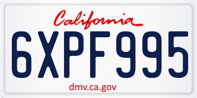 CA license plate 6XPF995