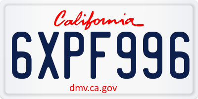 CA license plate 6XPF996