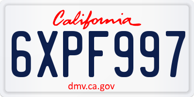 CA license plate 6XPF997