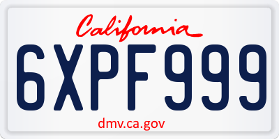CA license plate 6XPF999