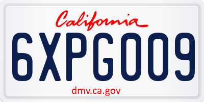 CA license plate 6XPG009