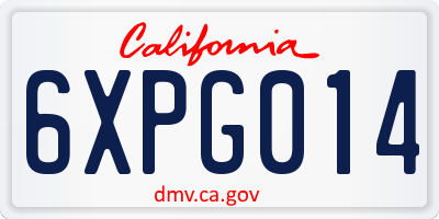 CA license plate 6XPG014