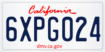CA license plate 6XPG024
