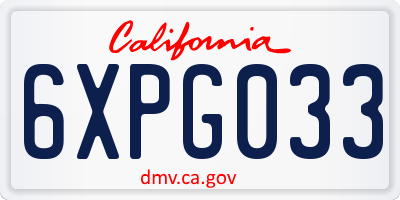 CA license plate 6XPG033